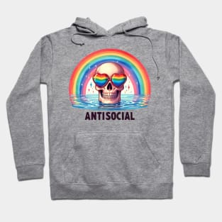 "Antisocial" Skull and Rainbow Hoodie